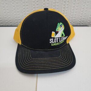 Vintage Slot Lizard Light Beer Snapback Hat Black and Yellow